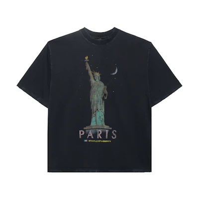Balenciaga Logo Print Graphic Unisex Black Crewneck T-Shirt. 764235TQVR91083