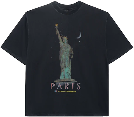 巴黎世家Logo印花男女同款黑色圆领T恤 764235TQVR91083 Order 巴黎世家Logo印花男女同款黑色圆领T恤 764235TQVR91083