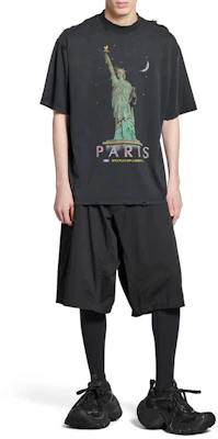 巴黎世家Logo印花男女同款黑色圆领T恤 764235TQVR91083 Shop 巴黎世家Logo印花男女同款黑色圆领T恤 764235TQVR91083