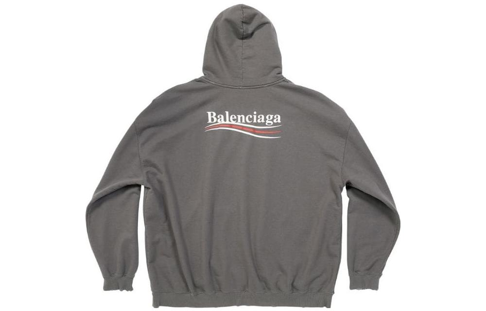 Balenciaga Logo Print Gray Hoodie  Casual Long Sleeve Pullover. 620973TNVG6 圖 3