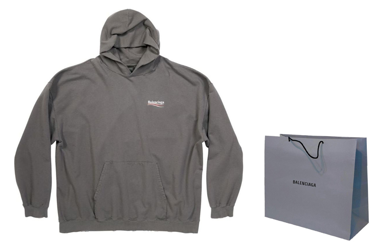 Balenciaga Logo Print Gray Hoodie  Casual Long Sleeve Pullover. 620973TNVG6 圖 4