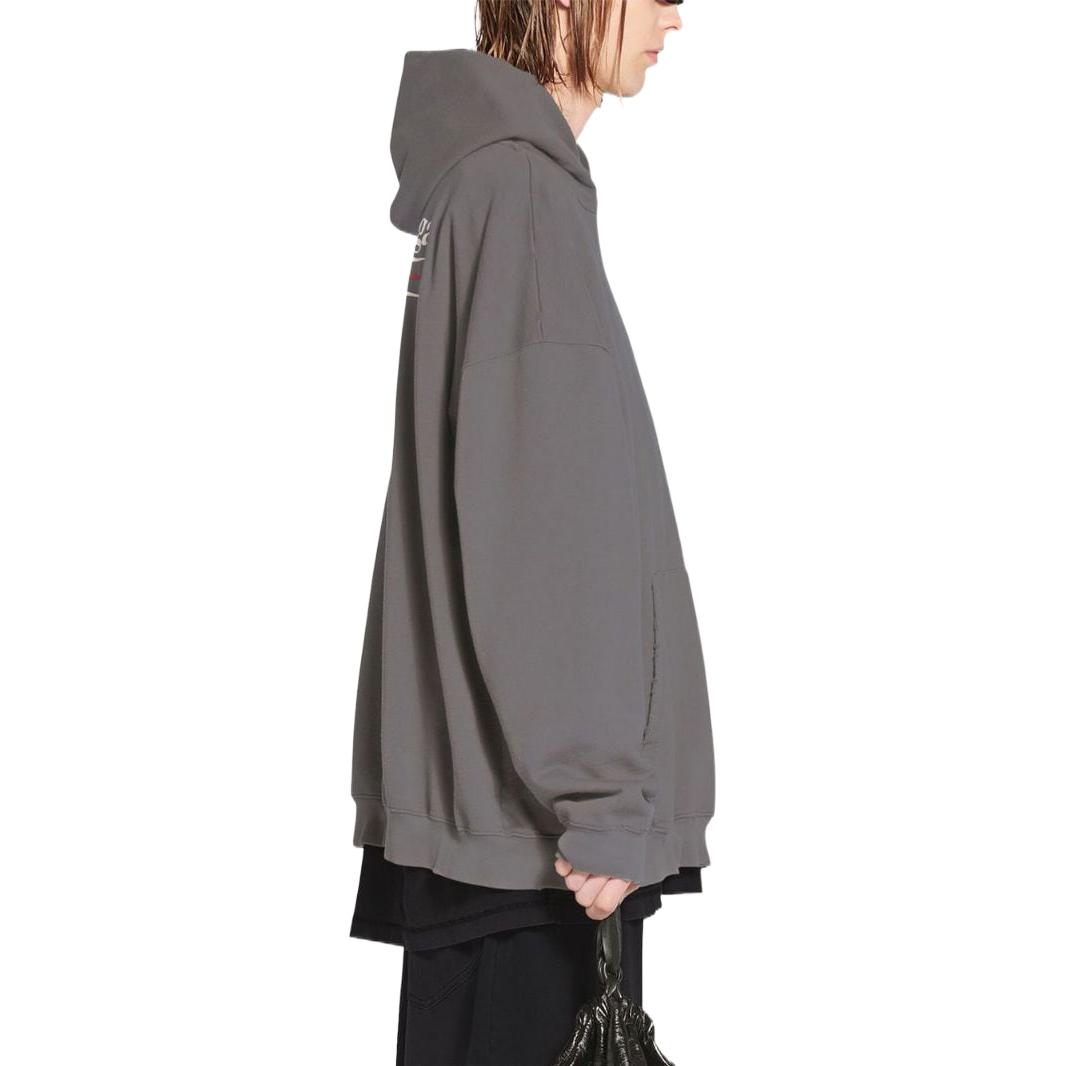 Balenciaga Logo Print Gray Hoodie  Casual Long Sleeve Pullover. 620973TNVG6 圖 6