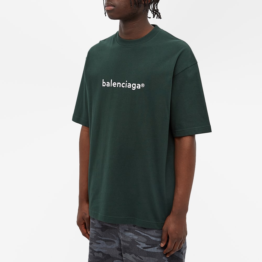 Balenciaga Logo Print Green Crewneck Regular Fit T-Shirt. 612966TIV543011 圖 3