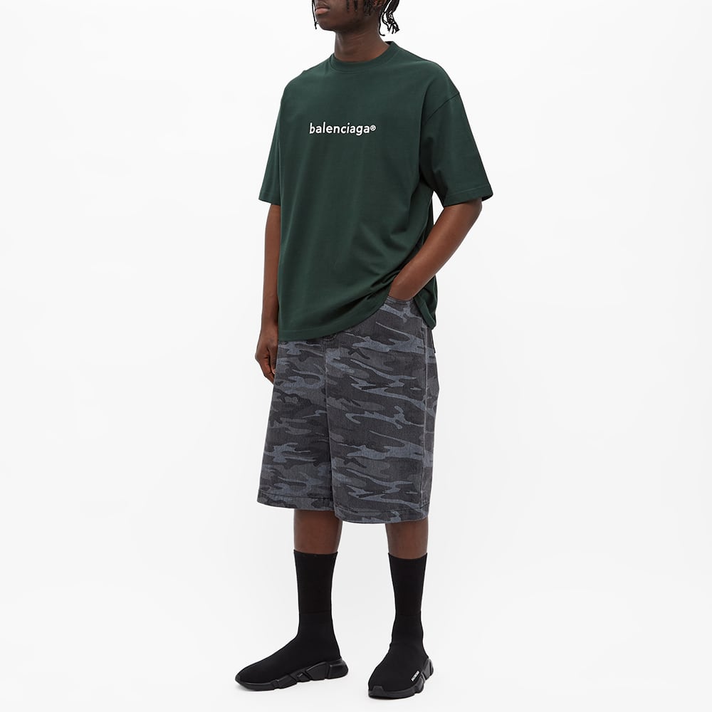 Balenciaga Logo Print Green Crewneck Regular Fit T-Shirt. 612966TIV543011 圖 5