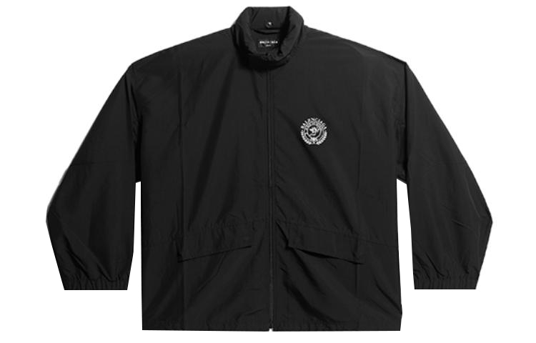 Balenciaga Logo Print High-Neck Jacket Long Sleeve Regular Fit Black 706838TMO101000