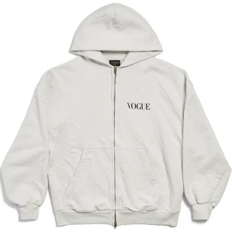 Balenciaga Logo Print Hooded Jacket Unisex White 803264TRVP69081