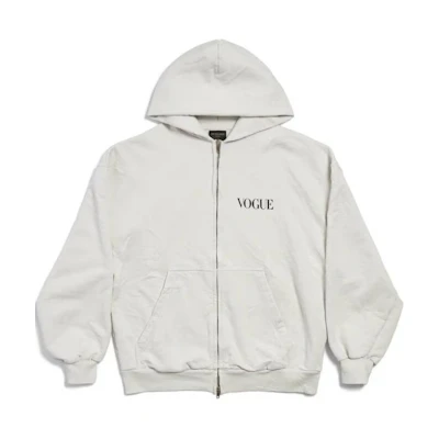 Balenciaga Logo Print Hooded Jacket Unisex White 803264TRVP69081