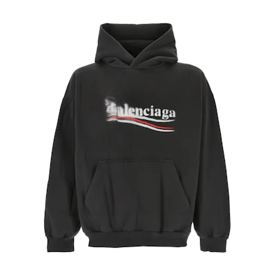 Balenciaga Logo Print Hoodie Black Regular Fit Pullover. 767877TQVI71569