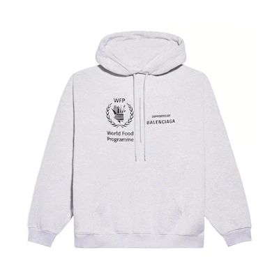 Balenciaga Logo Print Hoodie Grey Regular Fit 600583TJVK41167