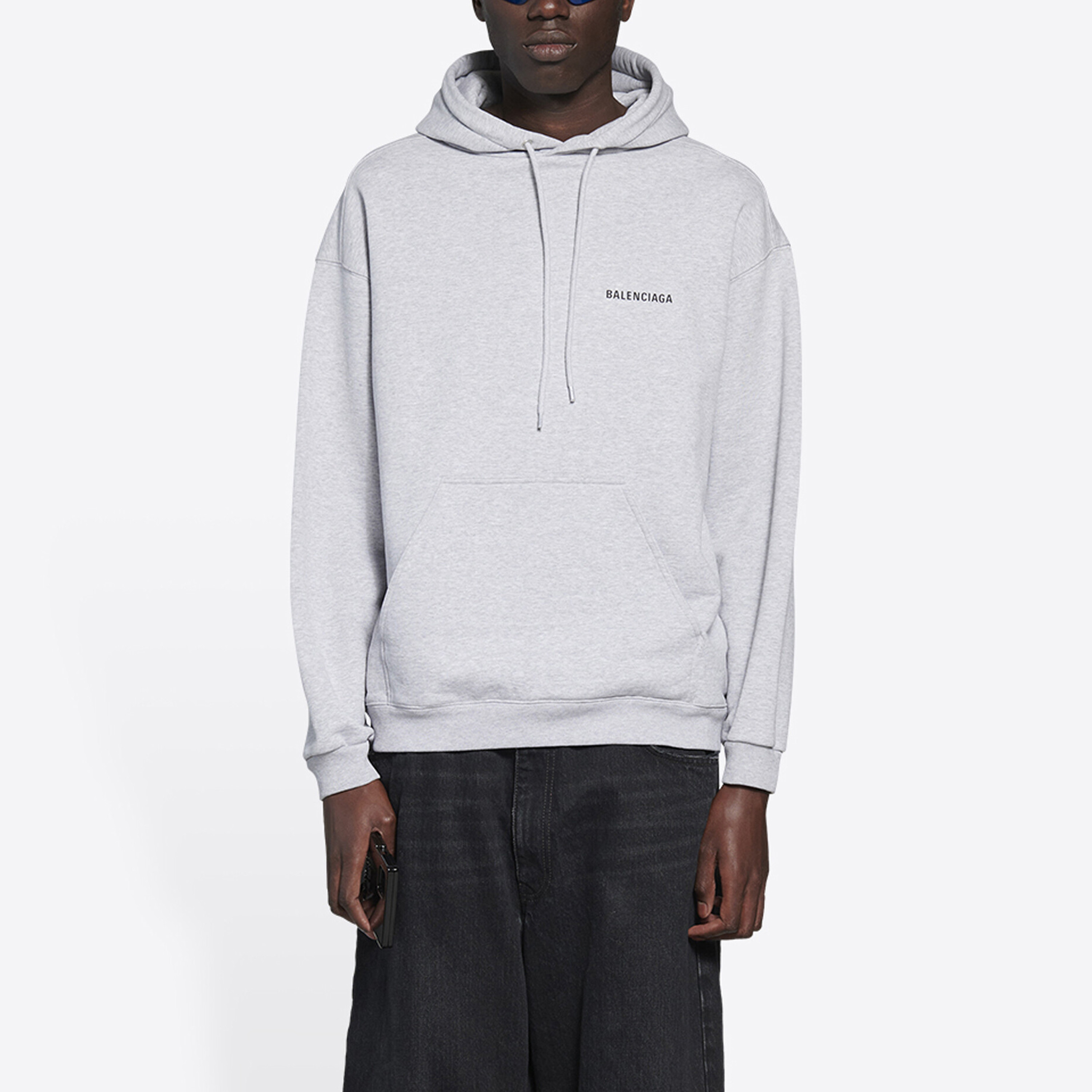 Shop Balenciaga Logo Print Hoodie Men’s Regular Fit Gray Colorway. 600583TIV841167