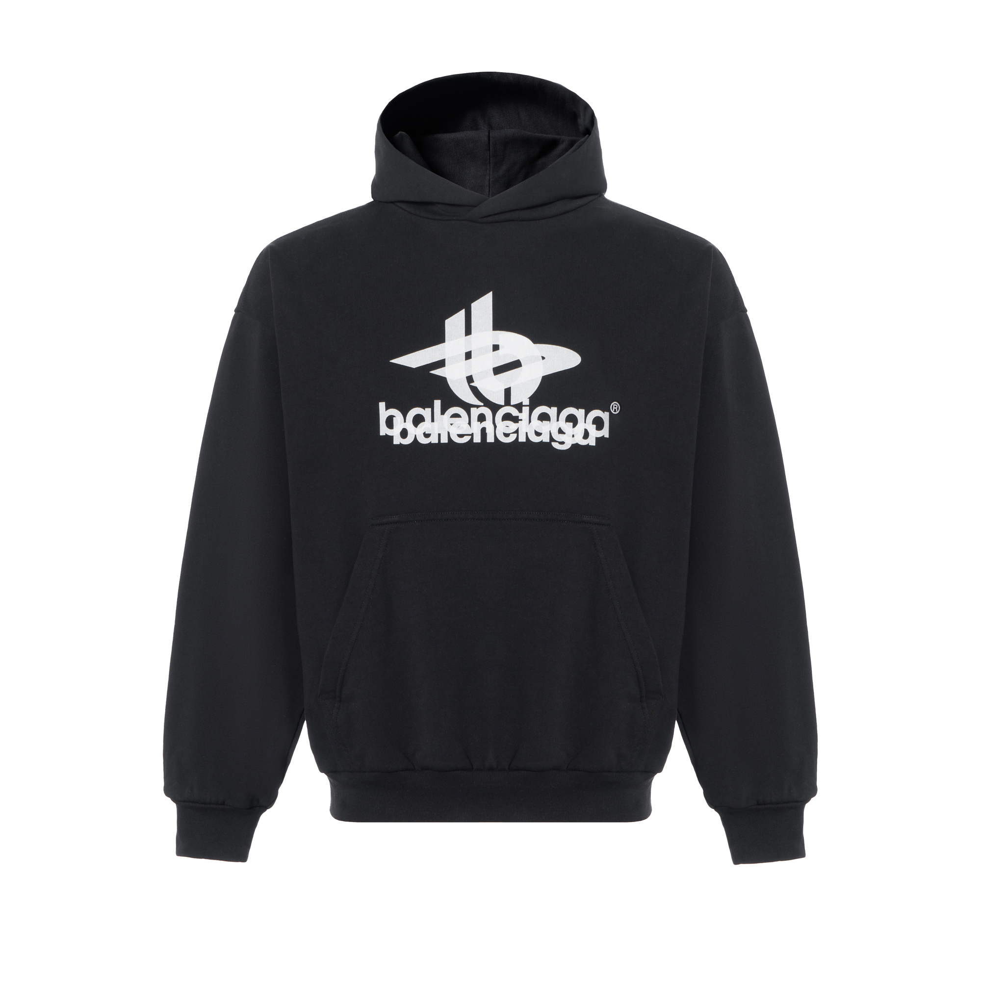 Buy 巴黎世家 logo印花连帽衫 常规版型 黑色卫衣 767877TPVF31070