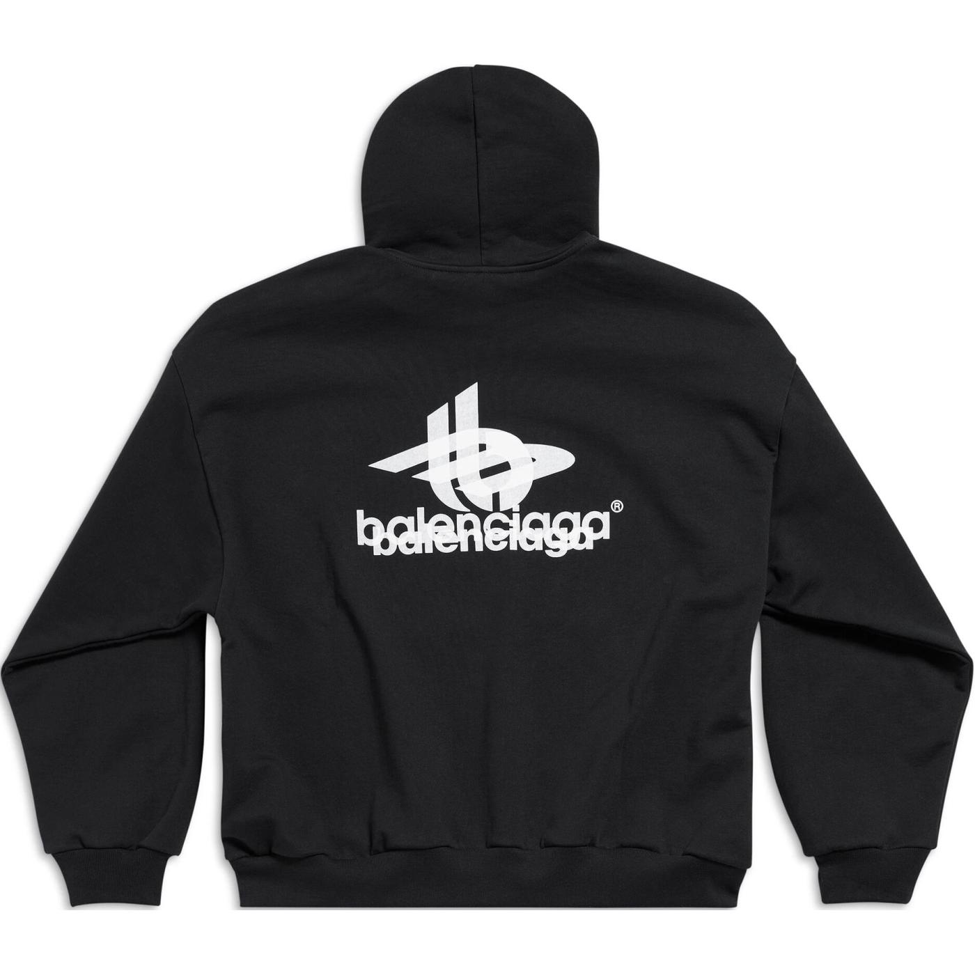 Lookbook 巴黎世家 logo印花连帽衫 常规版型 黑色卫衣 767877TPVF31070