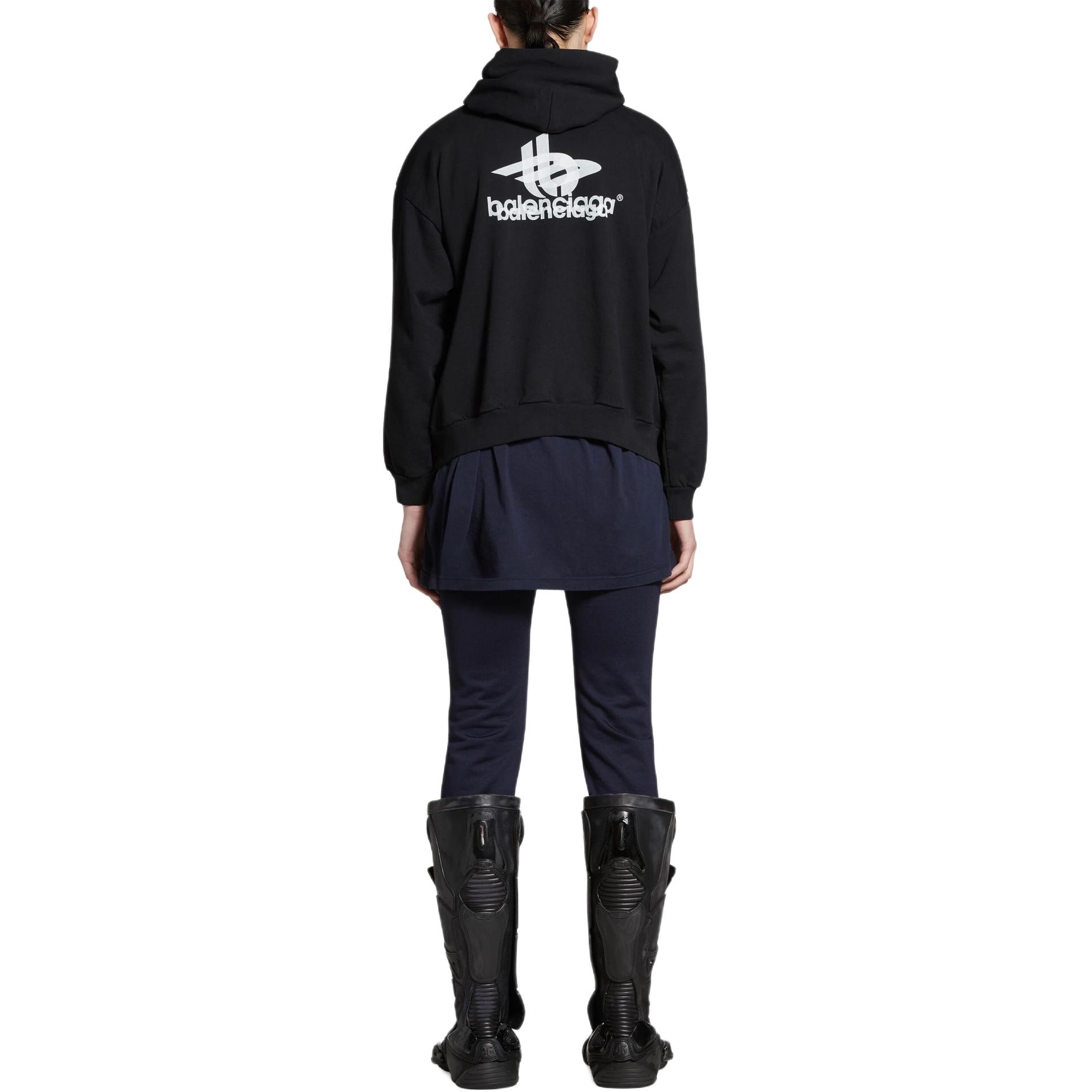 Shop 巴黎世家 logo印花连帽衫 常规版型 黑色卫衣 767877TPVF31070