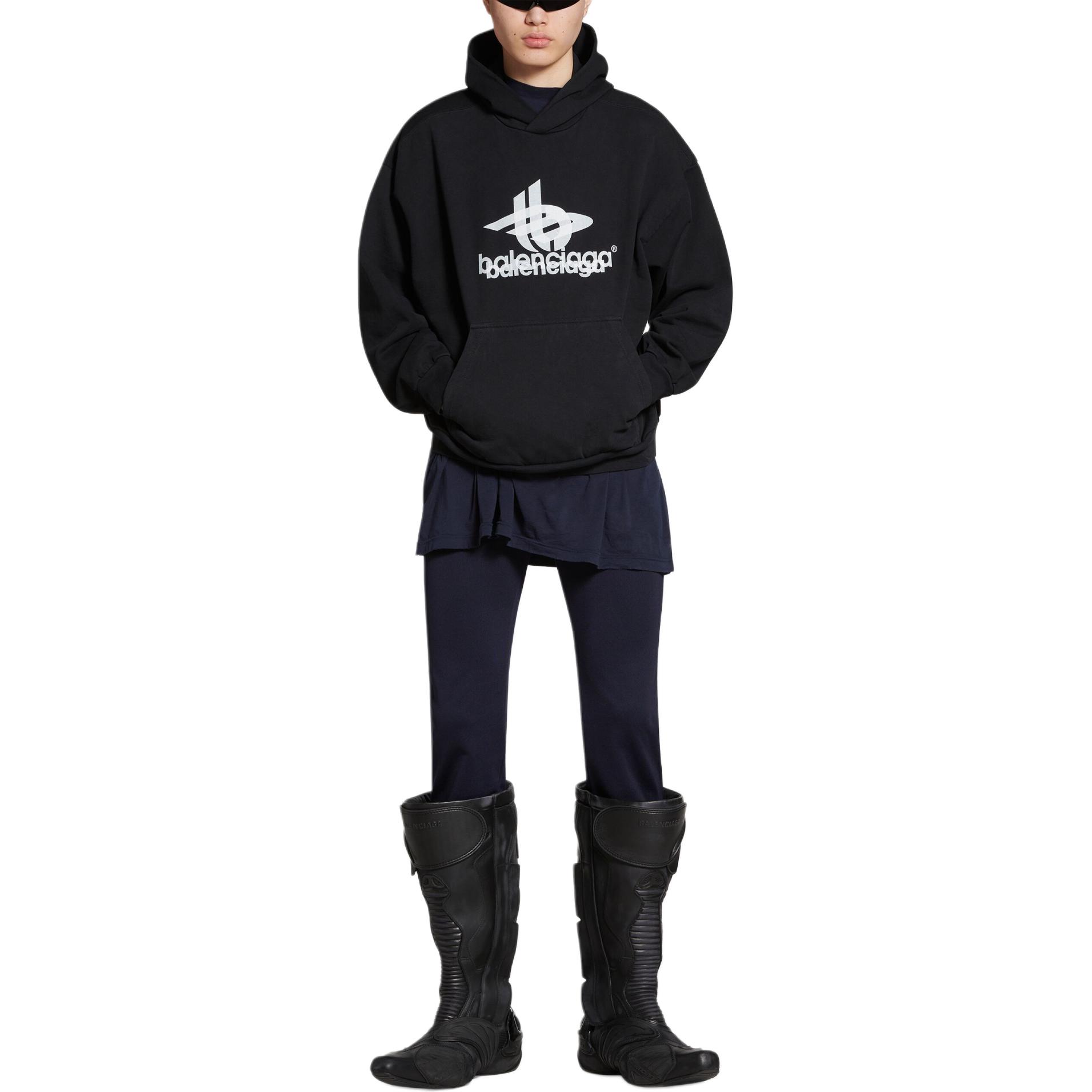 Purchase 巴黎世家 logo印花连帽衫 常规版型 黑色卫衣 767877TPVF31070