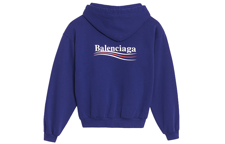 Balenciaga Logo Print Hoodie Unisex Pullover Sweatshirt Blue 508205TBV144540