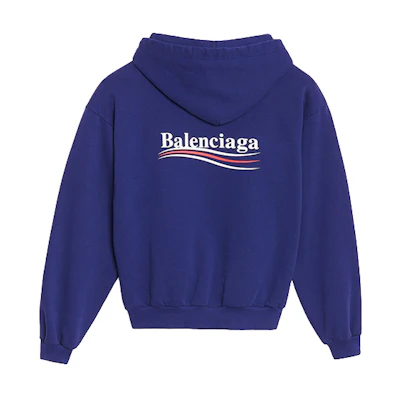 Balenciaga Logo Print Hoodie Unisex Pullover Sweatshirt Blue 508205TBV144540