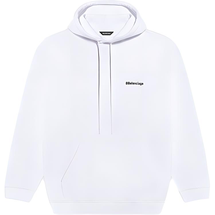 Balenciaga Logo Print Hoodie White - Regular Fit Casual Pullover 570811TJV859040