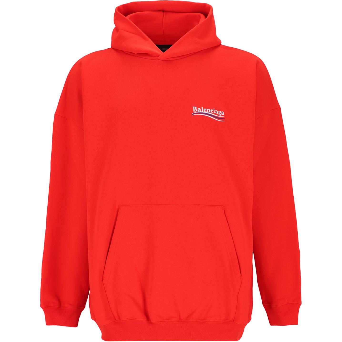 Balenciaga Logo Print Hoodie with Pocket Red - 620947TKVI96040