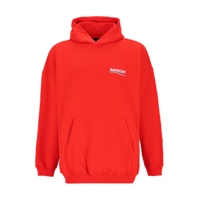 Balenciaga Logo Print Hoodie with Pocket Red - 620947TKVI96040