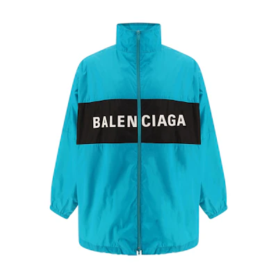 Balenciaga Logo Print Long Sleeve Jacket Blue Outerwear. 725302TNO194600