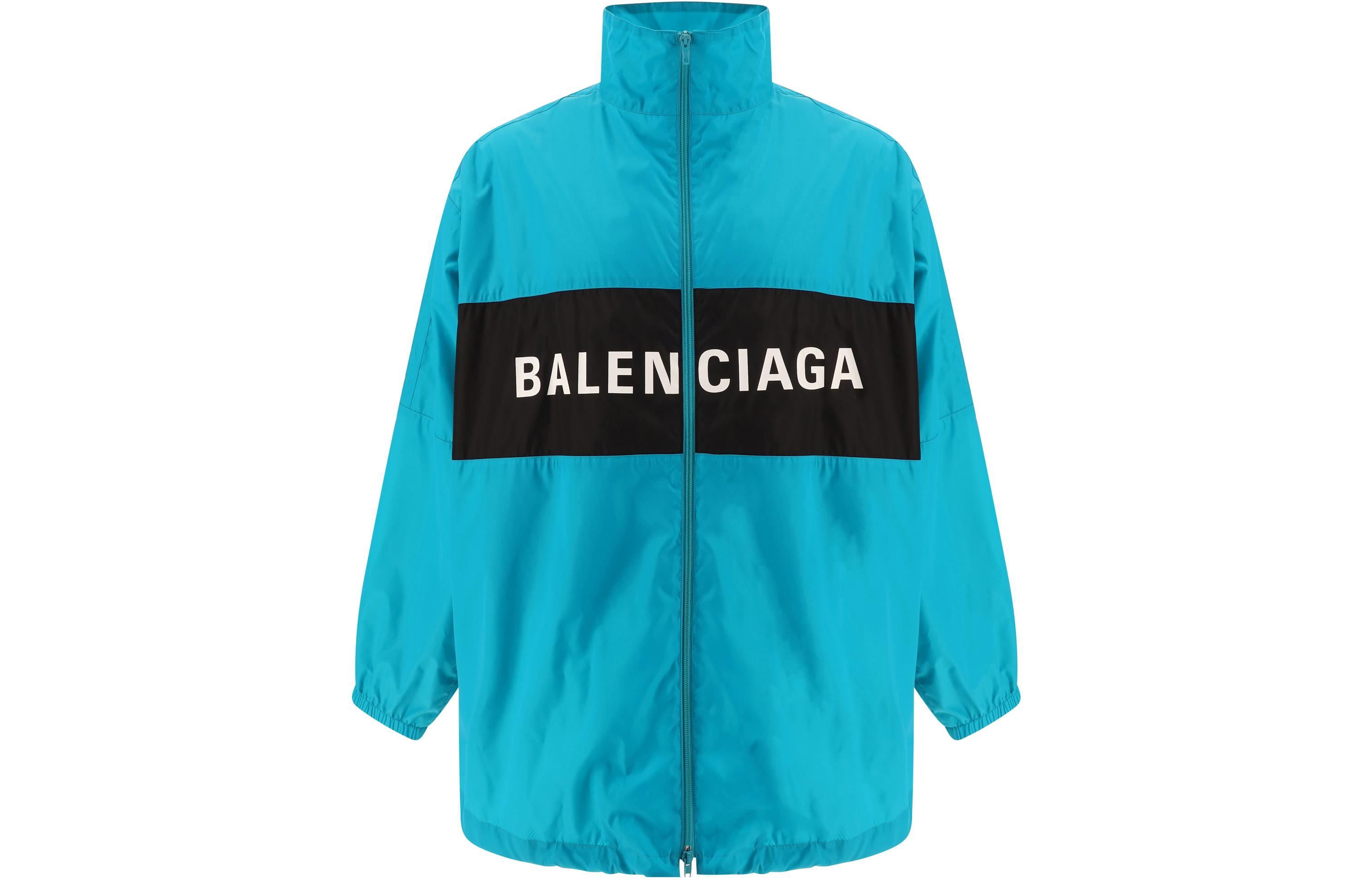 Order Balenciaga Jaket Lengan Panjang Cetakan Logo Biru. 725302TNO194600