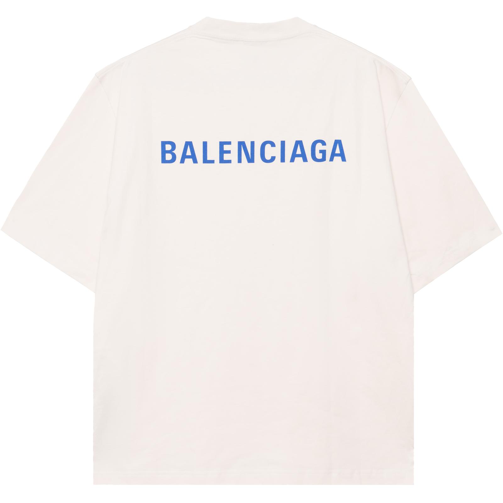 Balenciaga Logo Print Loose Fit Crew Neck Tee Beige T-Shirt 612966TIVG59055 圖 2