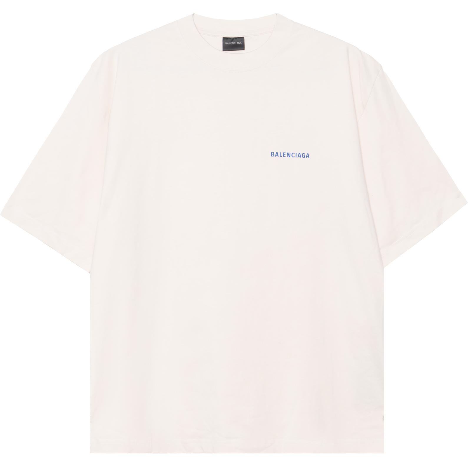 Balenciaga Logo Print Loose Fit Crew Neck Tee Beige T-Shirt 612966TIVG59055 圖 3