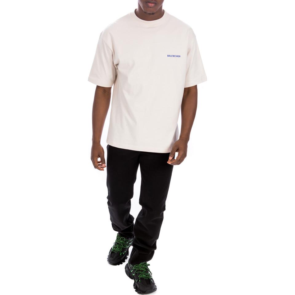 Balenciaga Logo Print Loose Fit Crew Neck Tee Beige T-Shirt 612966TIVG59055 圖 6