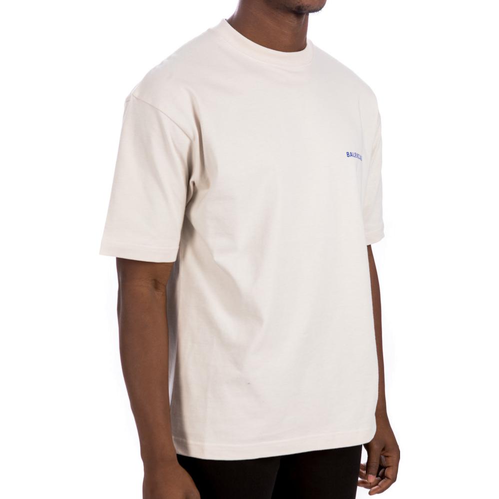 Balenciaga Logo Print Loose Fit Crew Neck Tee Beige T-Shirt 612966TIVG59055 圖 7