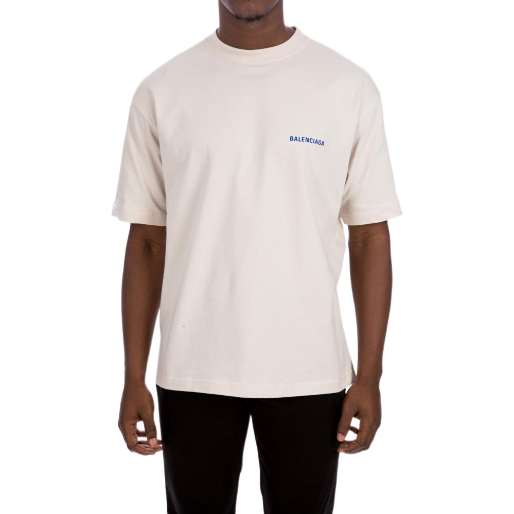 Balenciaga Logo Print Loose Fit Crew Neck Tee Beige T-Shirt 612966TIVG59055 圖 8