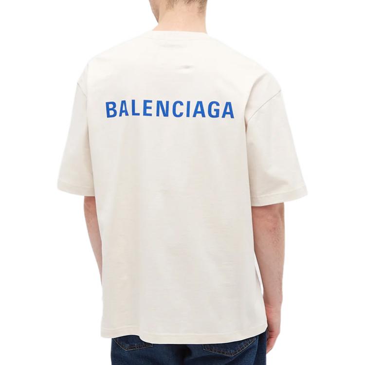 Balenciaga Logo Print Loose Fit Crew Neck Tee Beige T-Shirt 612966TIVG59055 圖 10