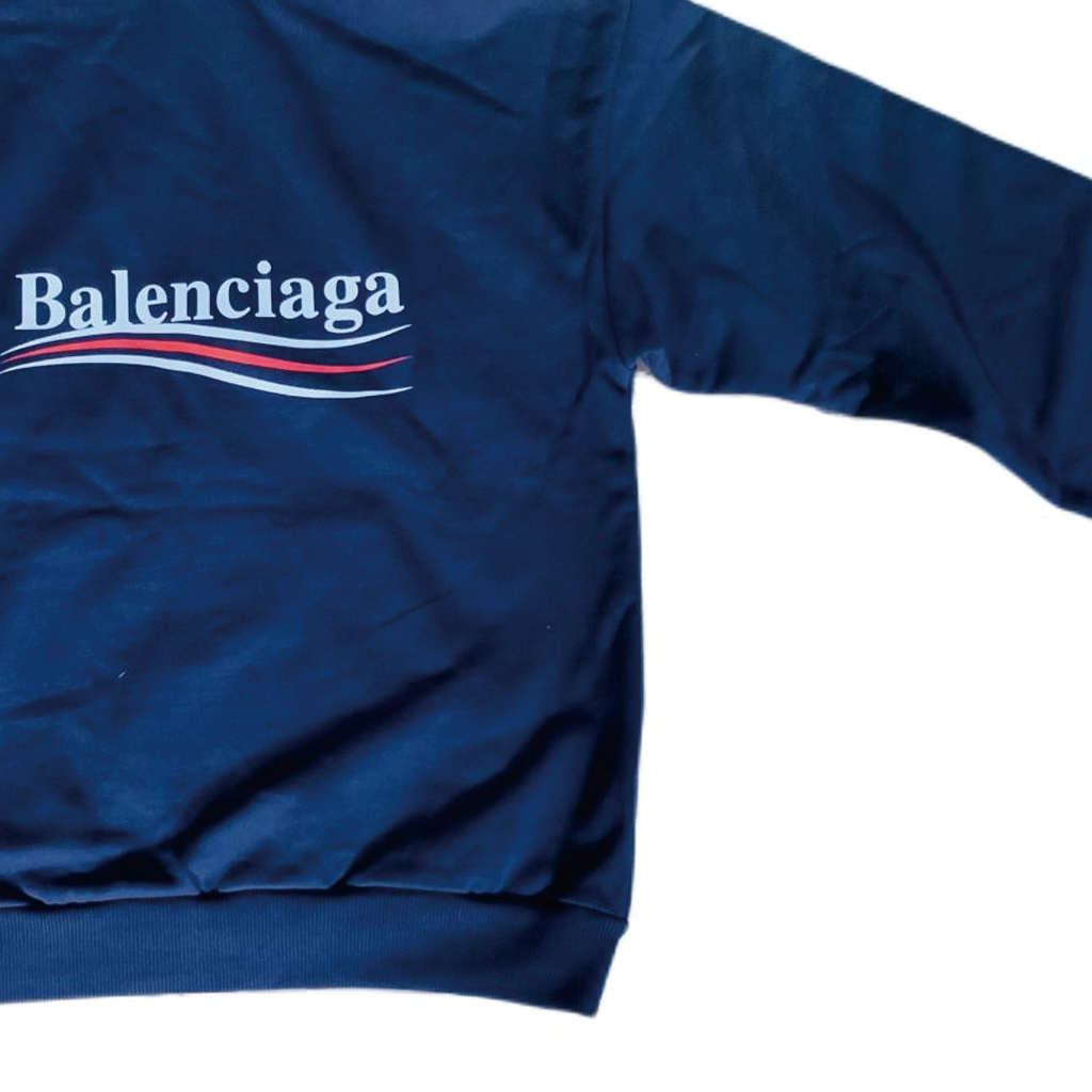 Sizing Sudadera Balenciaga Azul Marino con Logo Unisex Oversize. 556145TBV144128