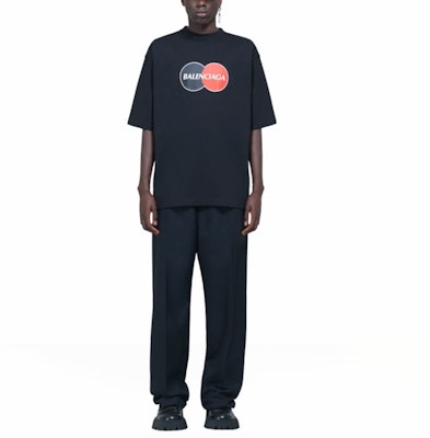 Balenciaga Logo Cetakan Baju Hitam Leher Bulat Oversized Lelaki. 620969TIV791000 Sizing Balenciaga Logo Cetakan Baju Hitam Leher Bulat Oversized Lelaki. 620969TIV791000