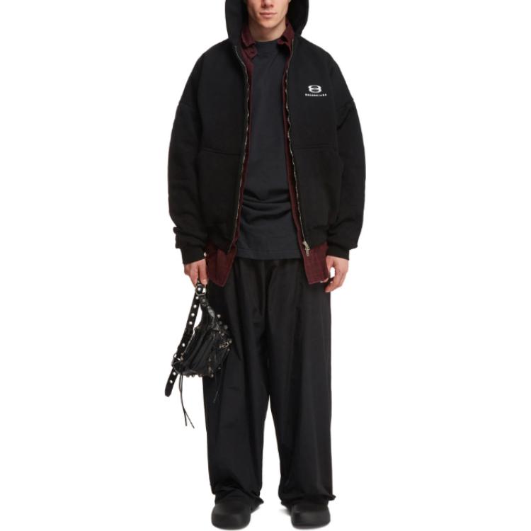 Lookbook Balenciaga Logo Print Hoodie Oversized Hitam Regular Fit. 772206TPVL71070