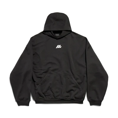 Balenciaga Logo Print Oversized Black Hoodie Unisex. 739024TQVT81083