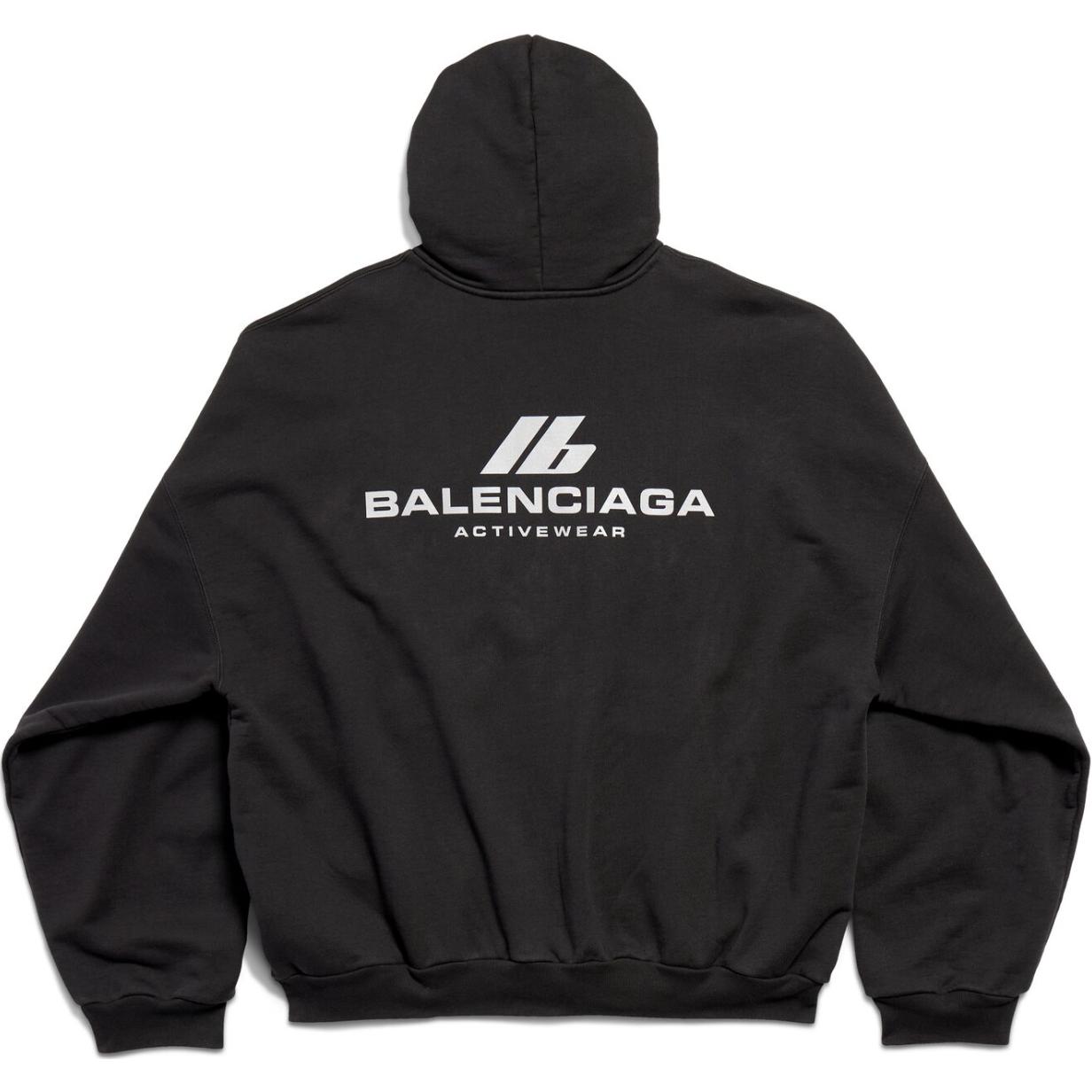 Balenciaga Logo Print Oversized Black Hoodie Unisex. 739024TQVT81083 圖 3
