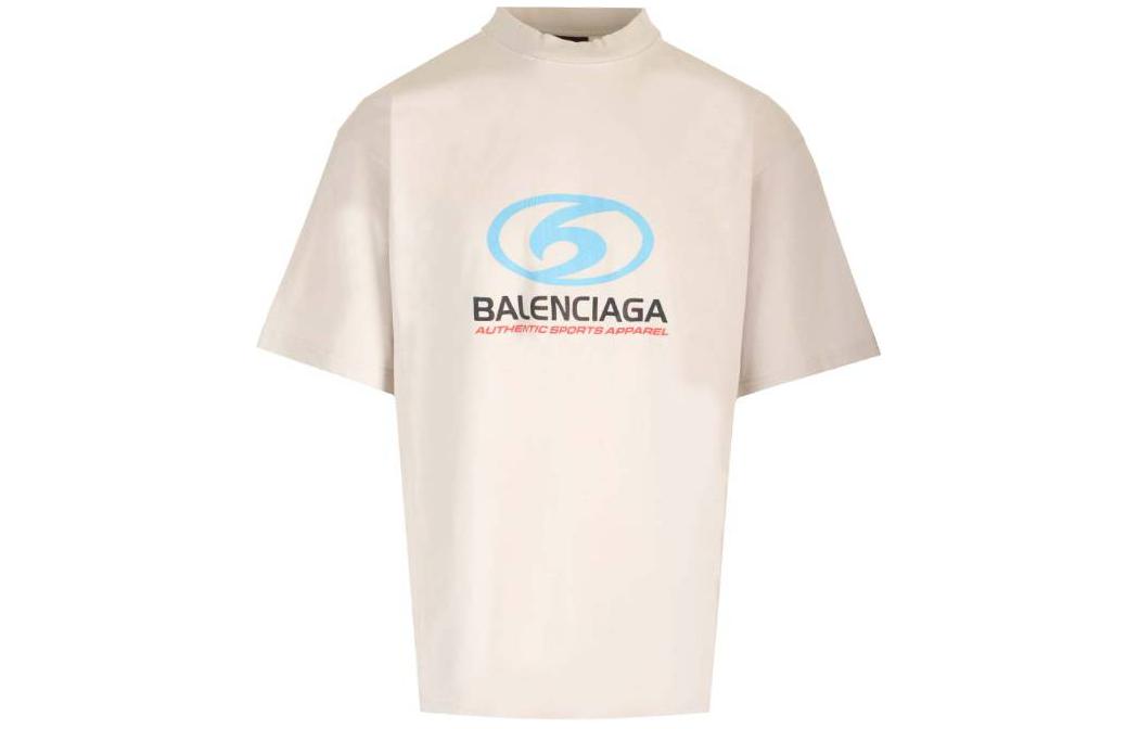 Order Balenciaga Logo Print Oversized Crewneck T-Shirt White  Loose Fit 764235TPVU69265