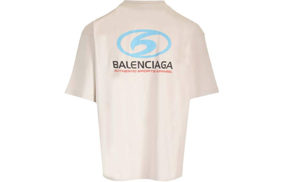 Lookbook Balenciaga Logo Print Oversized Crewneck T-Shirt White  Loose Fit 764235TPVU69265