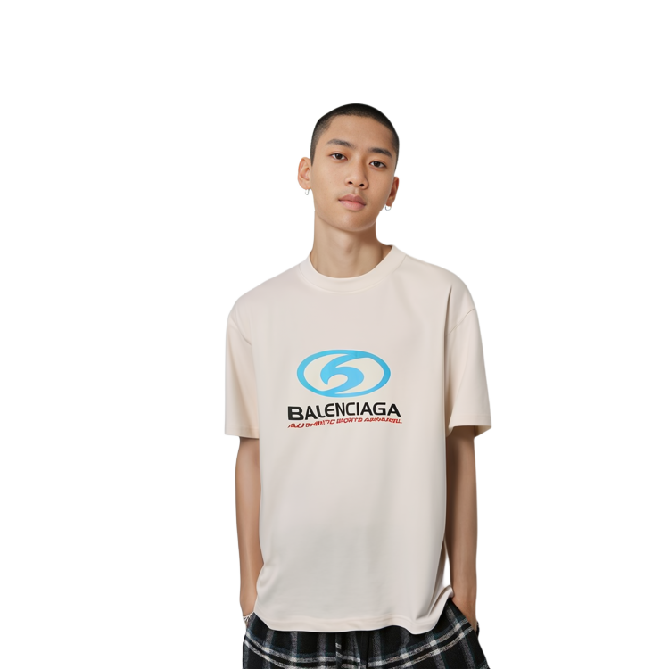 Shop Balenciaga Logo Print Oversized Crewneck T-Shirt White  Loose Fit 764235TPVU69265