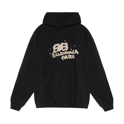 Balenciaga Logo Print Oversized Hoodie Pullover Men 739024TNVQ11059
