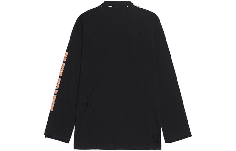 Lookbook バレンシアガ ロゴプリント オーバーサイズ 長袖Tシャツ ブラック カジュアルウェア 681046TLVJ11074