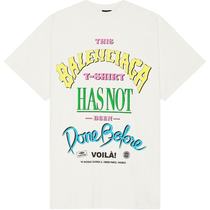 Balenciaga Logo Print Oversized Short Sleeve T-Shirt White Unisex SS24. 787349TQVW49012