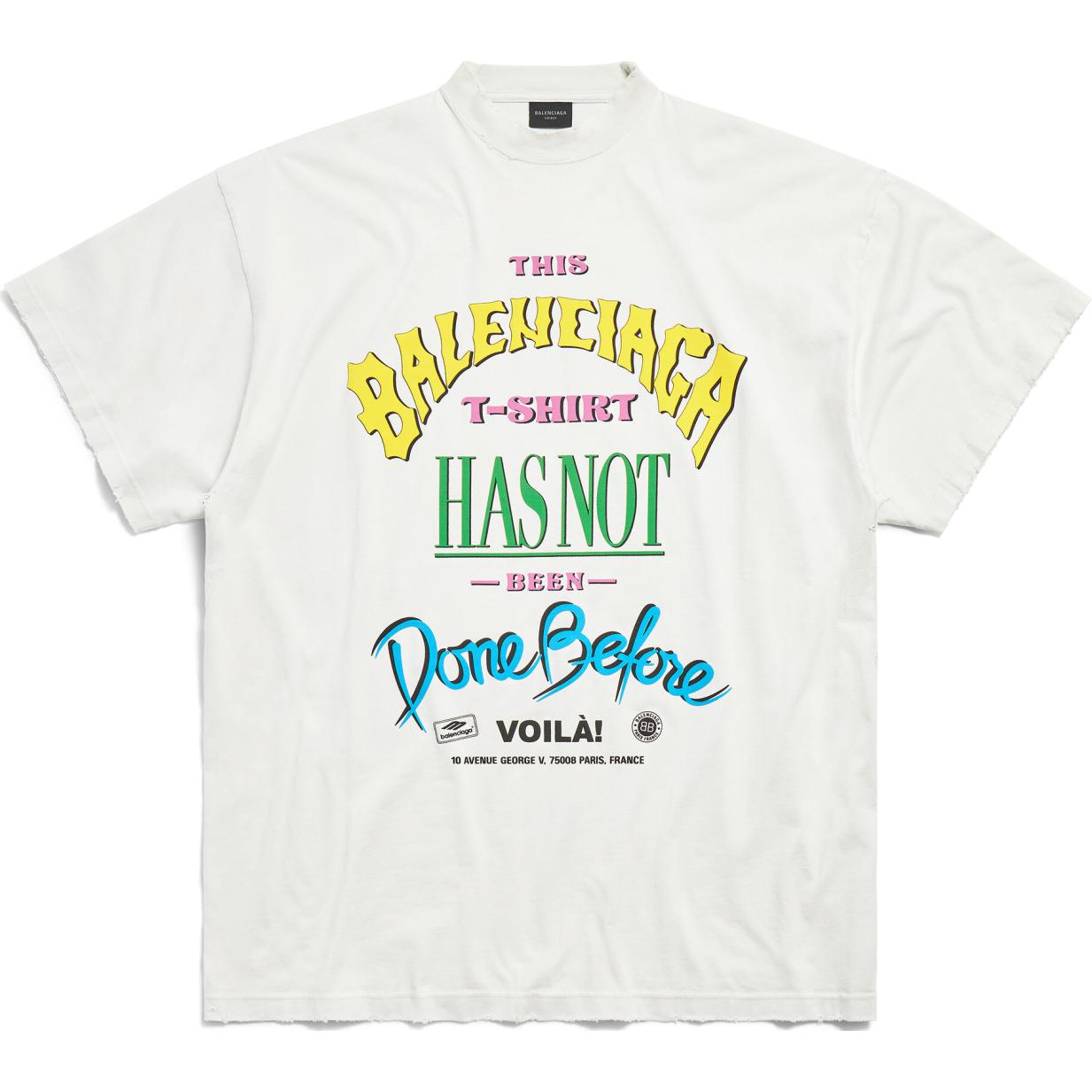 Order Balenciaga Camiseta Blanca Oversize con Logo Impreso Unisex SS24. 787349TQVW49012