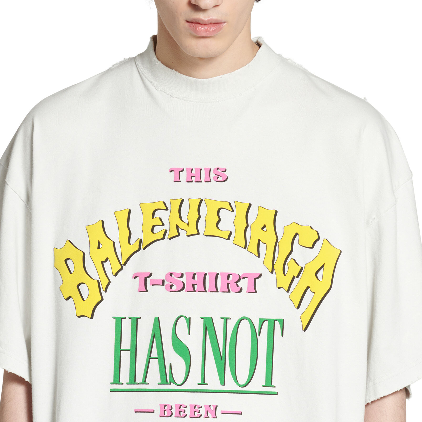 Sizing Balenciaga Camiseta Blanca Oversize con Logo Impreso Unisex SS24. 787349TQVW49012