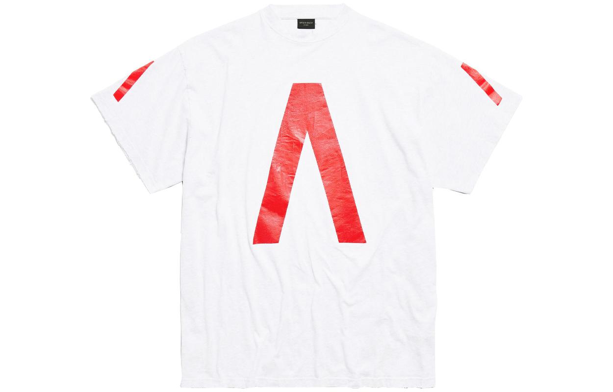 Cheap Camiseta Unisex Balenciaga Logo Oversize Cuello Redondo. 739028TQVA11569