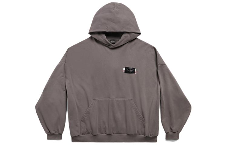Shop Balenciaga Logo Print Oversized Unisex Sweatshirt in Solid Color 713677TNVG21227
