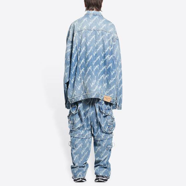 Sizing Chaqueta vaquera azul oversize Balenciaga con logo estampado. 681690TJW904200