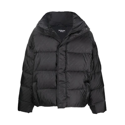 Balenciaga Logo Print Puffer Jacket Black 681885TKO401000