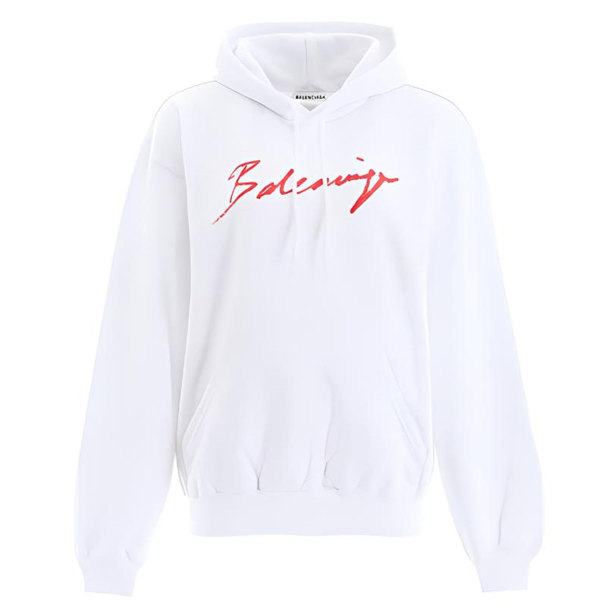 Balenciaga Logo Print Pullover Hoodie White Oversized Fit 583215TFV649783