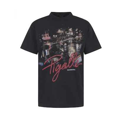 Balenciaga Logo Print Unisex Black Crewneck Casual T-Shirt Regular Fit 809122TVQO11041
